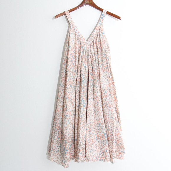 Azeeza Midi Tent Tank Dress V-Neck Polka Dot Spotted Pink Blue White One Size - Picture 1 of 11